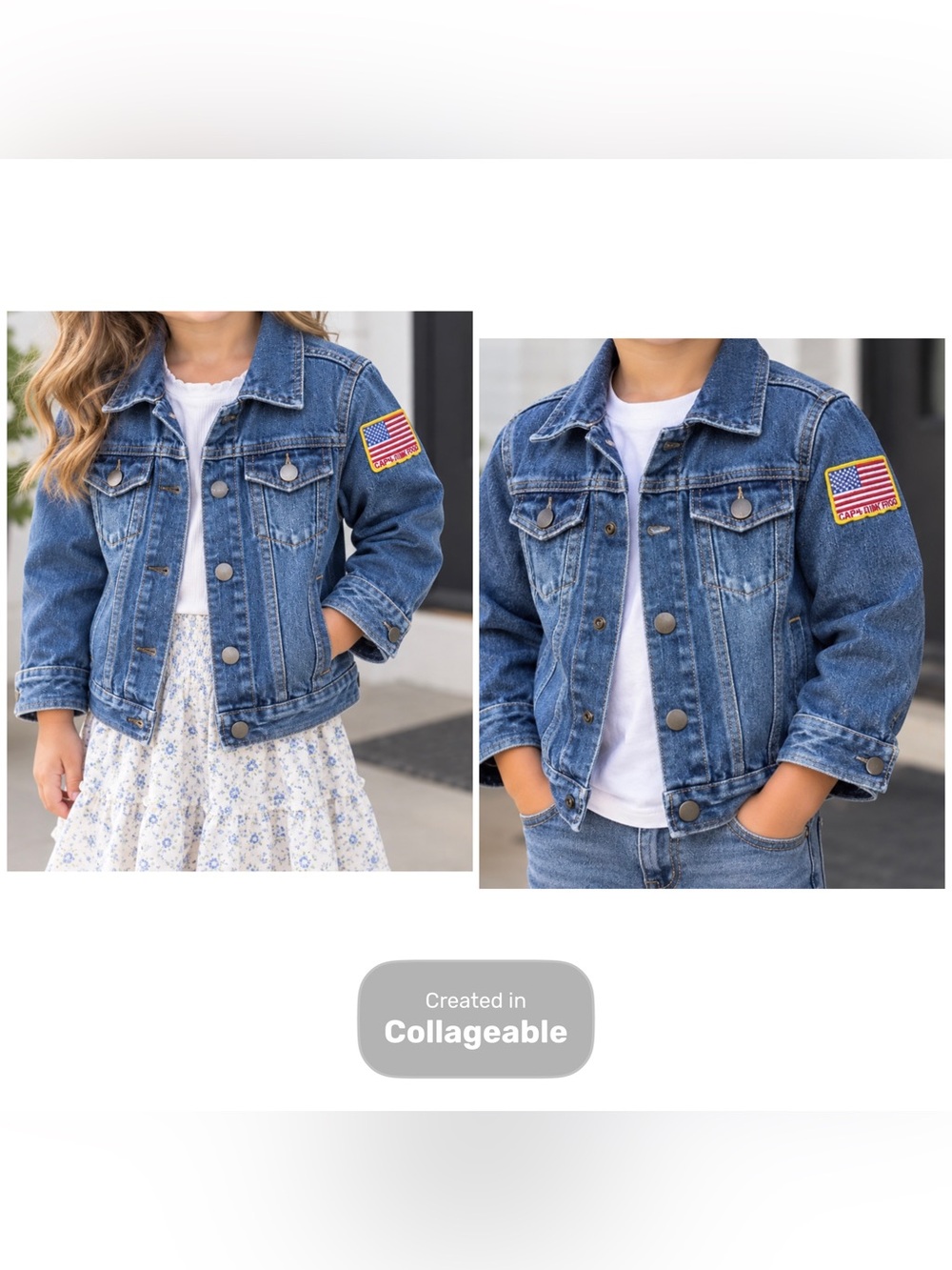 Junk Food + Gap Classic Kids Denim Jean Jacket with Flag Patch - Blue
